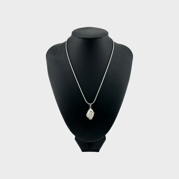 Silver Wrapped White Moonstone Necklace Silver CZ Heart Bail - Picture 3 of 10